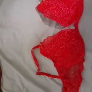 Red lace bra